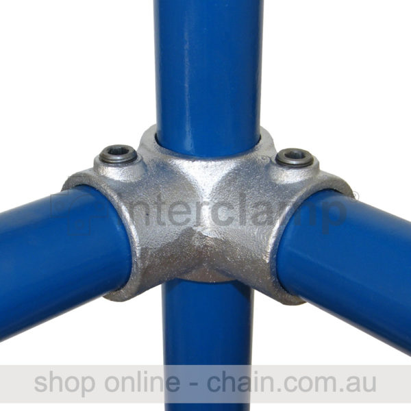 90 Degree Corner Centre T for 42mm or 48mm Galvanised Pipe. Brand: Interclamp.
