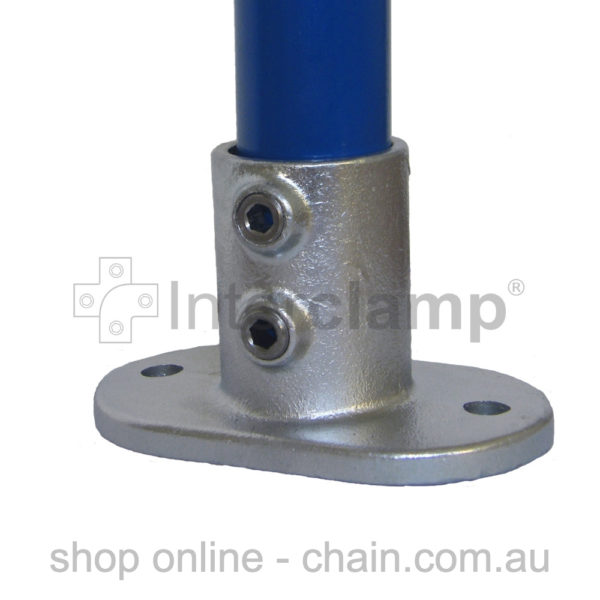 Floor Flange with Round Base for 42mm or 48mm Galvanised Pipe. By Interclamp.