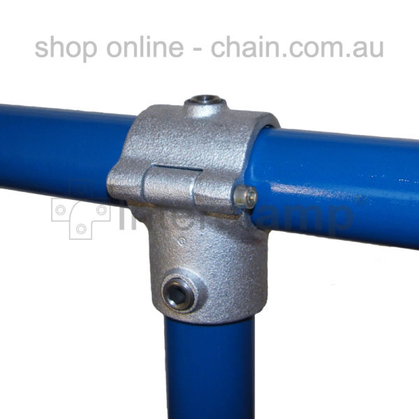 Clamp On T for 42mm or 48mm Galvanised Pipe. Brand: Interclamp.