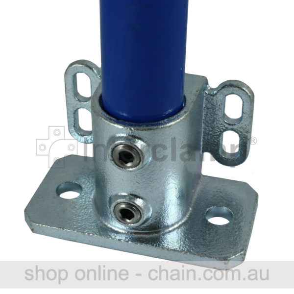Floor Flange with Rear Fix Points for 42mm or 48mm Galvanised Pipe. Brand: Interclamp.