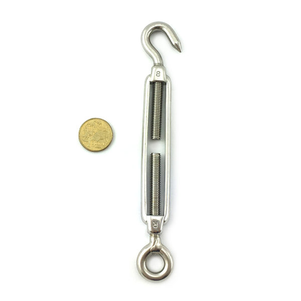 Stainless Steel Open Body Turnbuckle Hook and Eye 8mm
