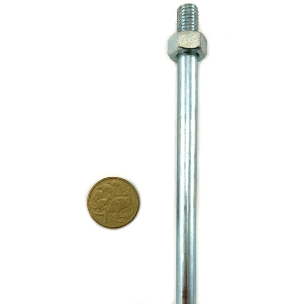 Nut of threaded rod, 10mm thread, 9mm wire, zinc plated.