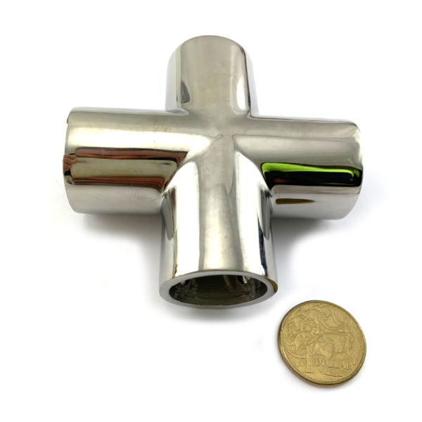 Rail Fitting Stainless Steel 4 Way Cross