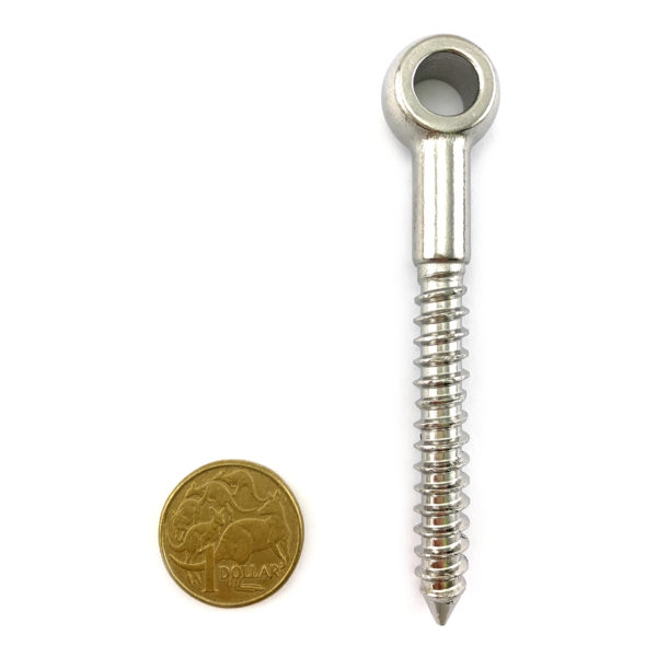 Stainless steel Lag Eye Screw, timber thread, 10mm