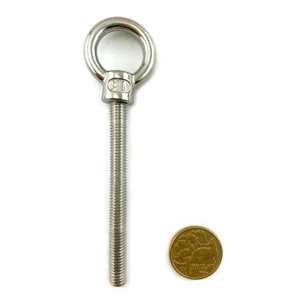 Lifting Eye Bolt - Stainless Steel - 8mm x 80mm Thread