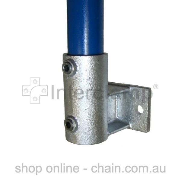 Upright Side Support Horizontal Base for 42mm or 48mm Galvanised Pipe. Brand: Interclamp.