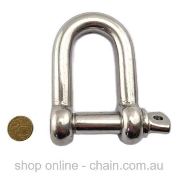 20mm D Shackle in type 316 marine-grade stainless steel.